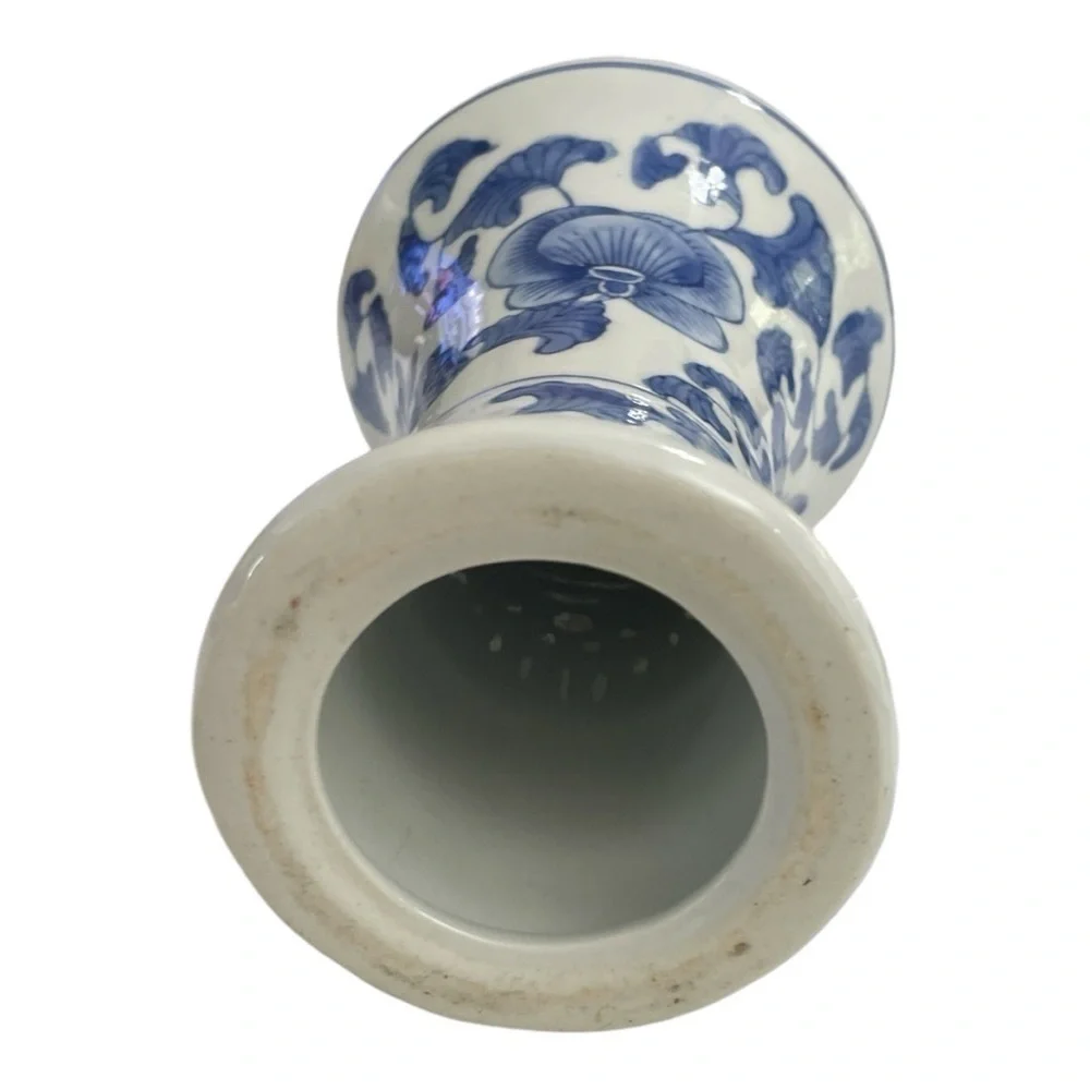 Vintage Blue White Chinoiserie Pierced Porcelain Cover Lamp Shade 8 Inch